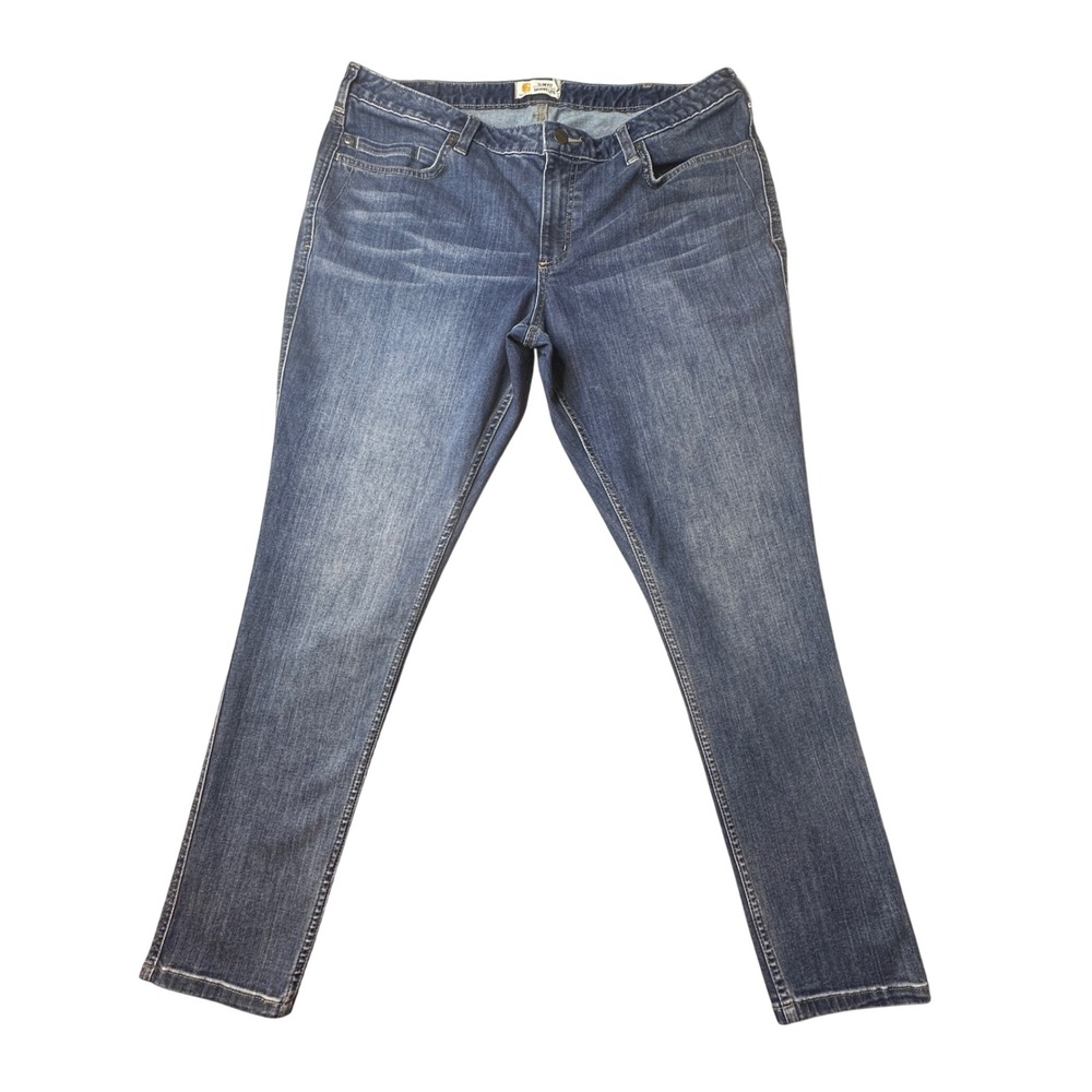 Carhartt Jeans Womens 18 Layton Slim Fit Skinny Leg Blue Denim Whiskering